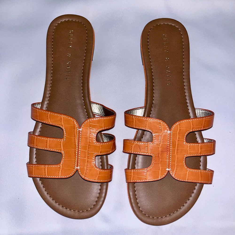 Kelly & Katie Orange Slide Sandals